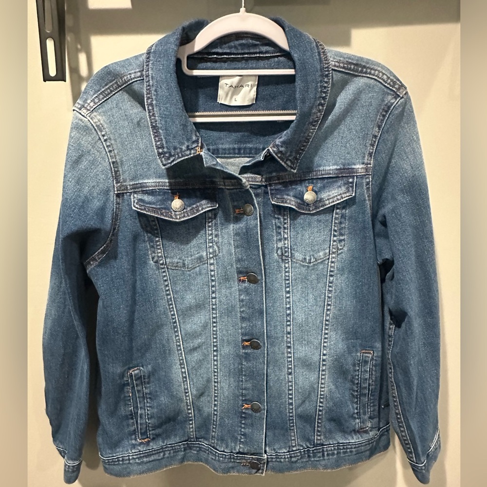 Tahari Light Blue Denim Jacket with Button Front